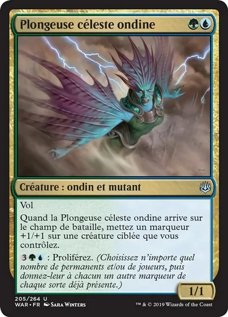 Plongeuse céleste ondine, carte Magic WAR 205 — extension La guerre des Planeswalkers