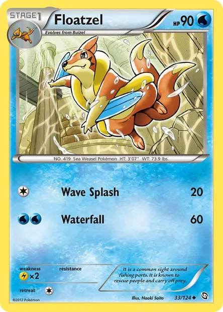 Floatzel, Pokémon card DRX 33 — Dragons Exalted set