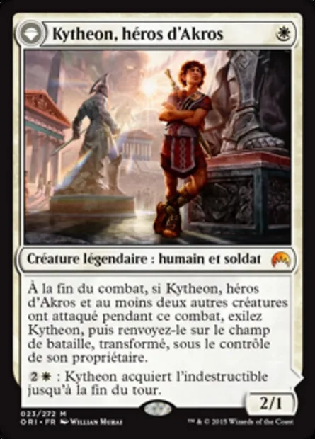 Kytheon, héros d'Akros // Gideon, forgé dans la bataille, carte Magic ORI 23 — extension Magic Origines
