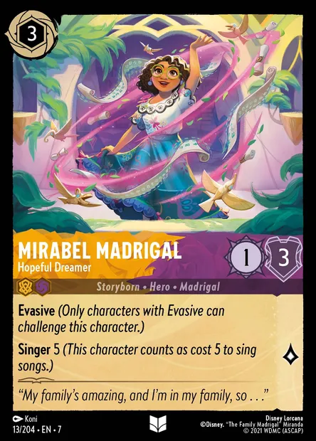 Mirabel Madrigal - Hopeful Dreamer, Disney Lorcana card CH7-013 — Archazia's Island set