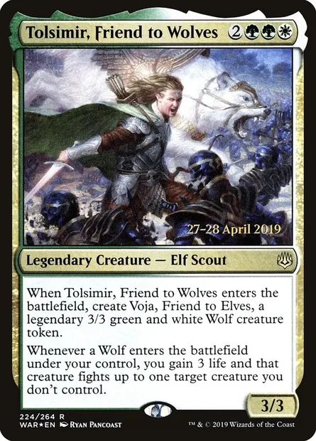 Tolsimir, ami des loups, carte Magic PWAR 224s — extension War of the Spark Promos
