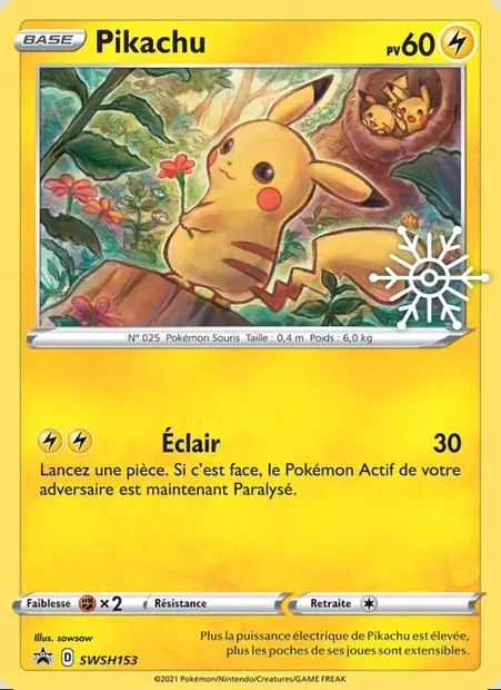 Pikachu, carte Pokémon SWSH 153 — extension Promo SWSH