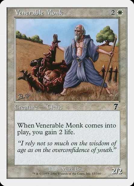 Moine vénérable, carte Magic 7ED 53 — extension Septième Edition