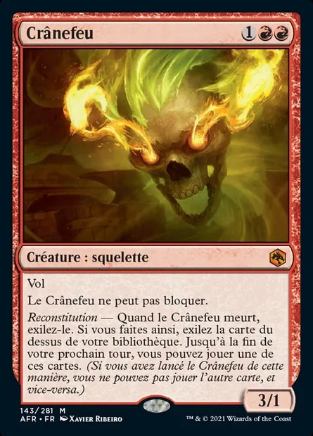 Crânefeu, carte Magic AFR 143 — extension Forgotten Realms: Aventures dans les Royaumes Oubliés