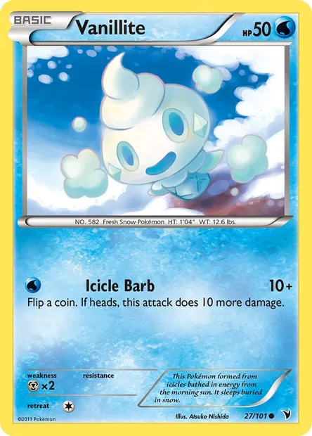 Vanillite, Pokémon card NVI 27 — Noble Victories set