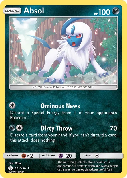 Absol, Pokémon card CEC 133 — Cosmic Eclipse set