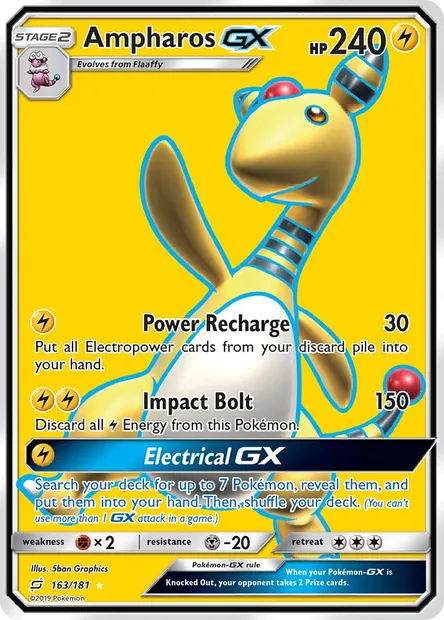 Ampharos GX, Pokémon card TEU 163 — Team Up set