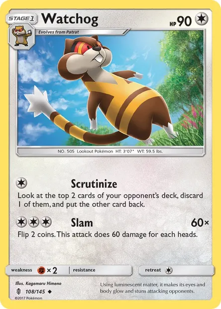 Watchog, Pokémon card GRI 108 — Guardians Rising set