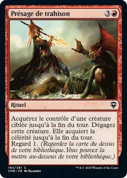Présage de trahison, carte Magic CMR 194 — extension Commander Legends