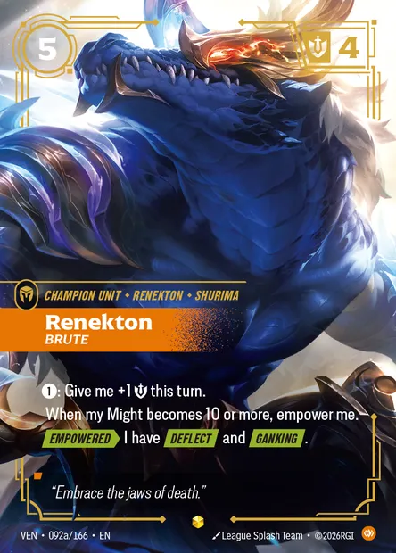 Renekton, carte Riftbound VEN 092a — extension Vendetta