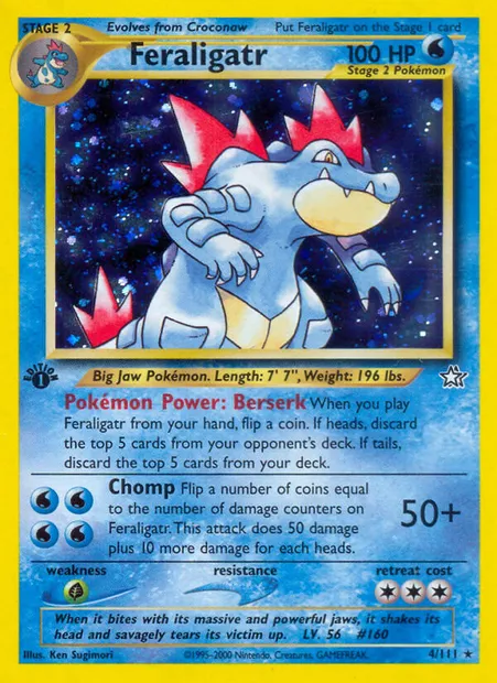 Feraligatr, Pokémon card NG 4 — Neo Genesis set