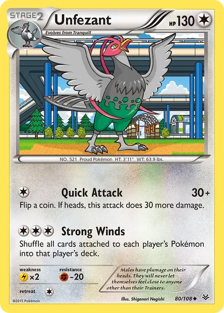 Unfezant, Pokémon card ROS 80 — Roaring Skies set