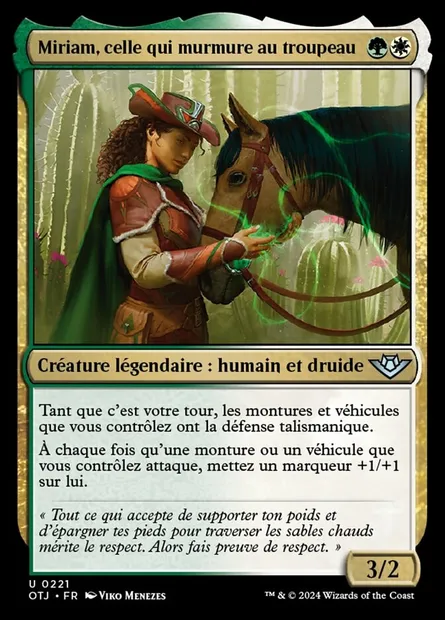 Miriam, celle qui murmure au troupeau, carte Magic OTJ 221 — extension Outlaws of Thunder Junction