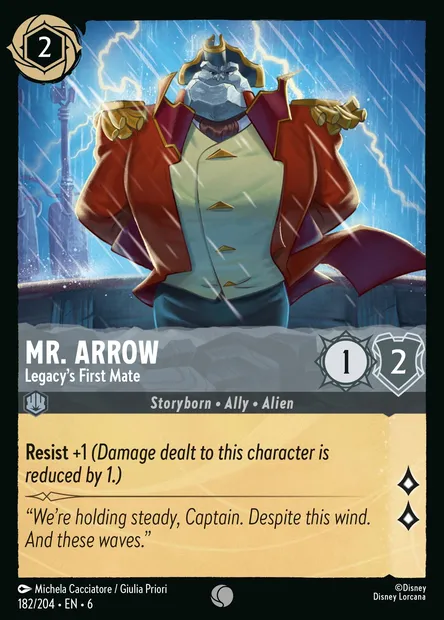 Mr. Arrow - Legacy's First Mate, Disney Lorcana card CH6-182 — Azurite Sea set