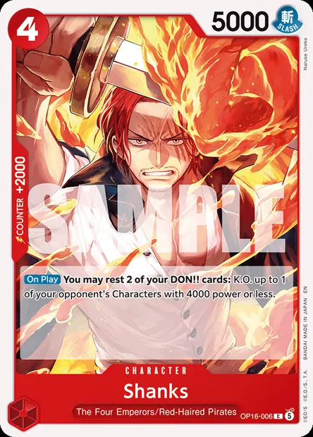 Shanks, One Piece card OP16-006 — THE TIME OF BATTLE set