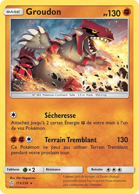 Groudon, carte Pokémon CEC 113 — extension Éclipse Cosmique