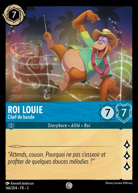 Roi Louie - Chef de bande, carte Disney Lorcana CH3-146 — extension Les Terres d'Encres