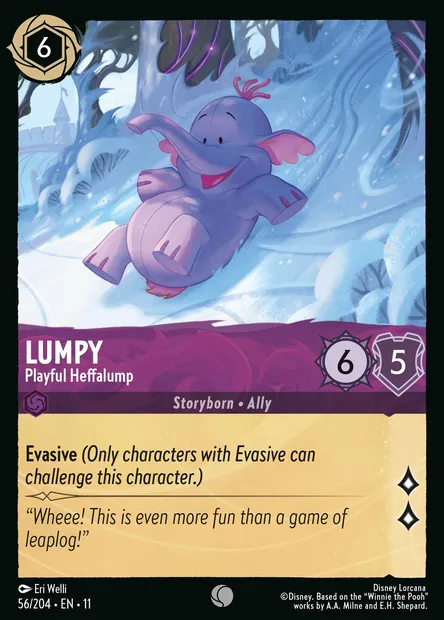 Lumpy - Playful Heffalump, Disney Lorcana card CH11-056 — Winterspell set