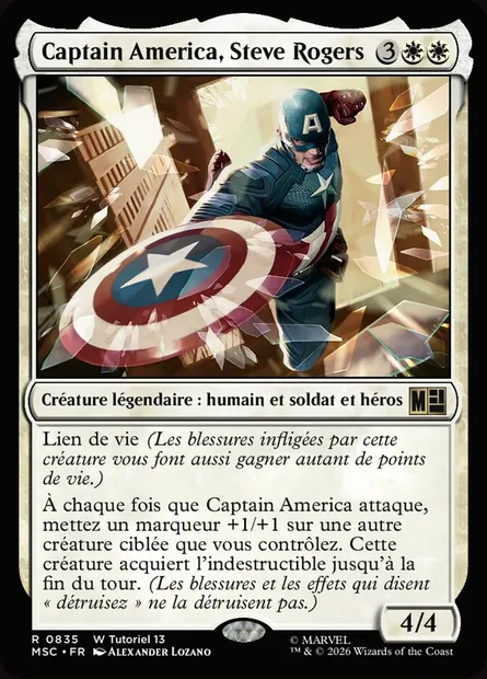 Captain America, Steve Rogers, carte Magic MSC 835 — extension Marvel Super Heroes Commander
