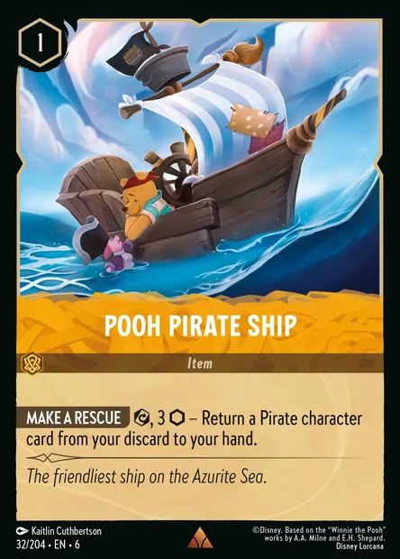 Pooh Pirate Ship, Disney Lorcana card CH6-032 — Azurite Sea set