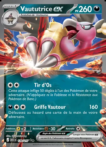 Vaututrice-ex, carte Pokémon ASC 139 — extension Héros Transcendants