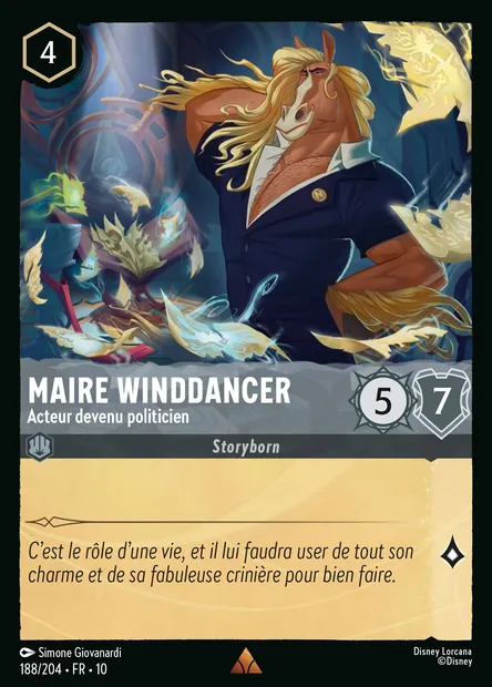Maire Winddancer - Acteur devenu politicien, carte Disney Lorcana CH10-188 — extension Lueurs dans les Profondeurs