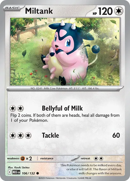 Miltank, Pokémon card MEG 106 — Mega Evolution set