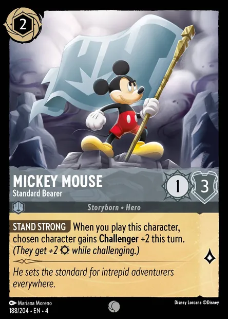 Mickey Mouse - Standard Bearer, Disney Lorcana card CH4-188 — Ursula's Return set