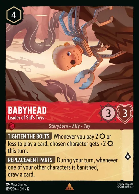 Babyhead - Leader of Sid's Toys, Disney Lorcana card CH12-119 — Wilds Unknown set
