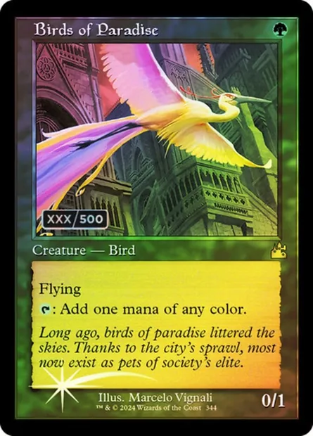 Oiseaux de paradis, carte Magic RVR 344z — extension Ravnica Remastered