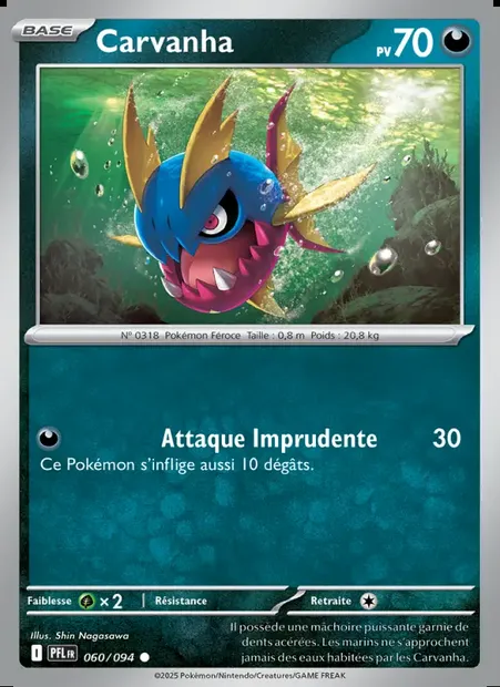 Carvanha, carte Pokémon PFL 060 — extension Flammes Fantasmagoriques