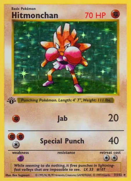 Hitmonchan, Pokémon card BS 7 — Base Set set