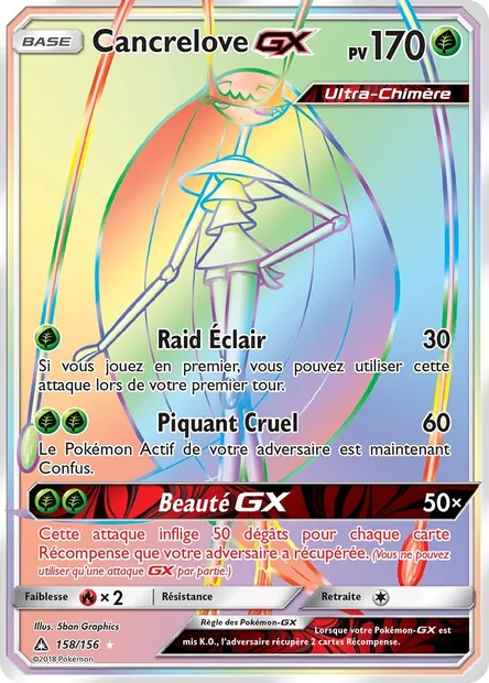 Cancrelove GX, carte Pokémon UPR 158 — extension Ultra-Prisme