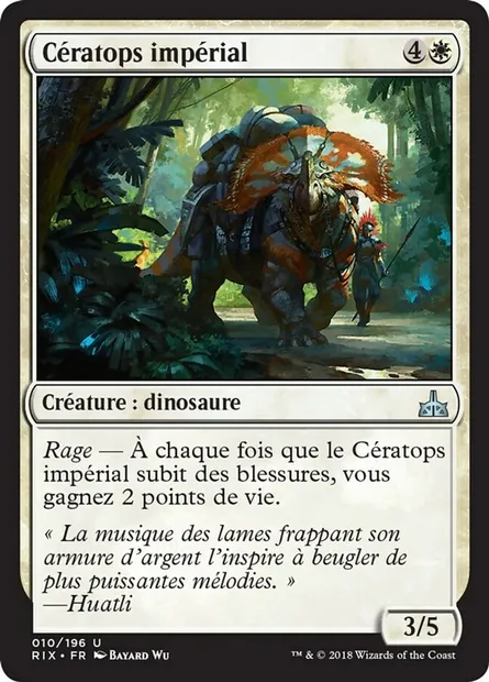 Cératops impérial, carte Magic RIX 10 — extension Les combattants d'Ixalan