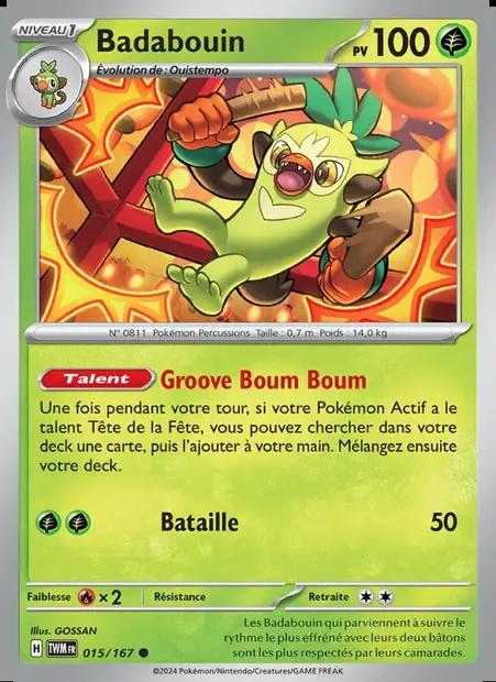 Badabouin, carte Pokémon TWM 015 — extension Mascarade Crépusculaire
