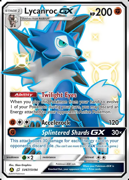 Lycanroc-GX, Pokémon card SMA SV67 — Hidden Fates Shiny Vault set