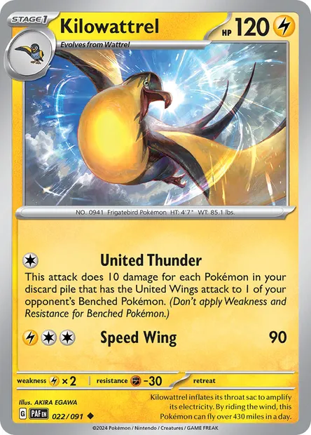 Kilowattrel, Pokémon card PAF 022 — Paldean Fates set