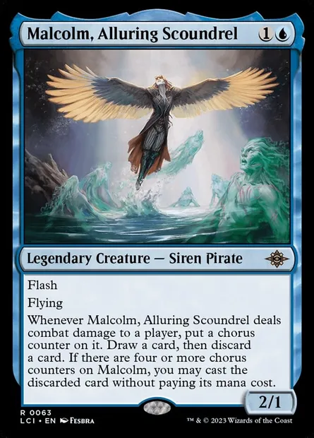 Malcolm, Alluring Scoundrel, Magic card LCI 63 — The Lost Caverns of Ixalan set