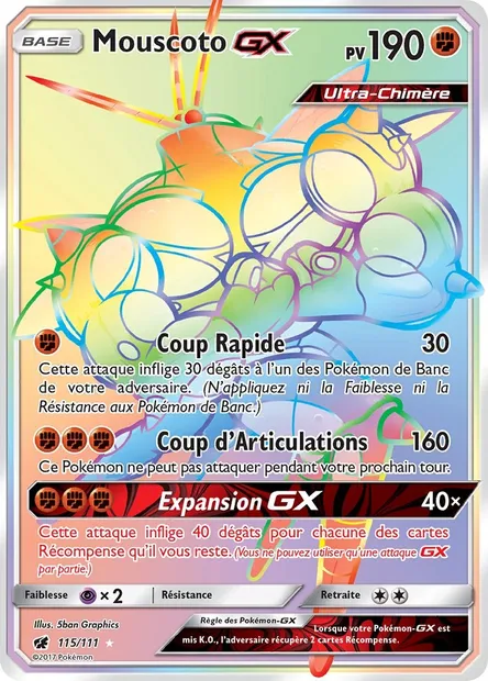 Mouscoto GX, carte Pokémon CIN 115 — extension Invasion Carmin