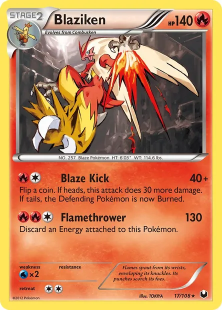 Blaziken, Pokémon card DEX 17 — Dark Explorers set