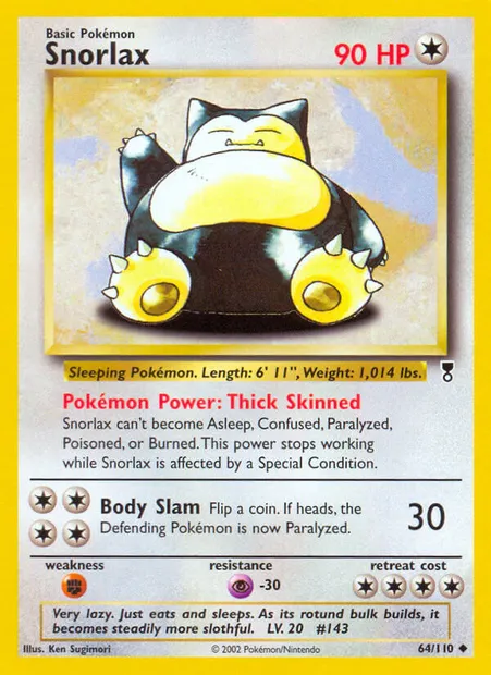 Ronflex, carte Pokémon LC 64 — extension Legendary Collection