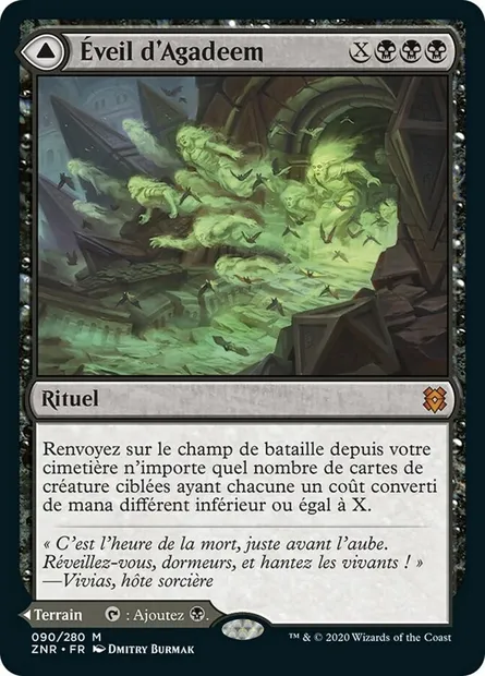 Éveil d'Agadeem // Agadeem, la crypte inférieure, carte Magic ZNR 90 — extension Renaissance de Zendikar