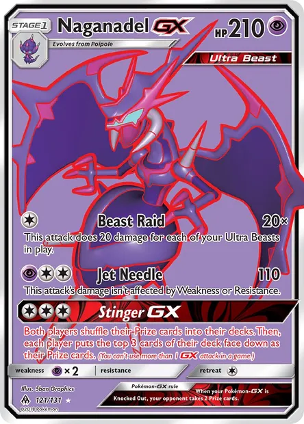 Naganadel GX, Pokémon card FLI 121 — Forbidden Light set