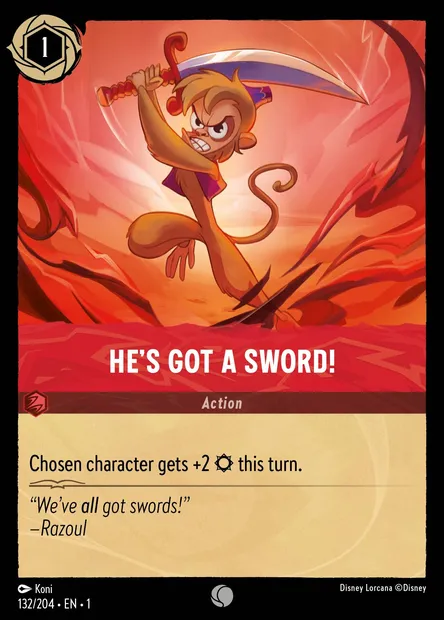 He's Got a Sword!, Disney Lorcana card CH1-132 — The First Chapter set