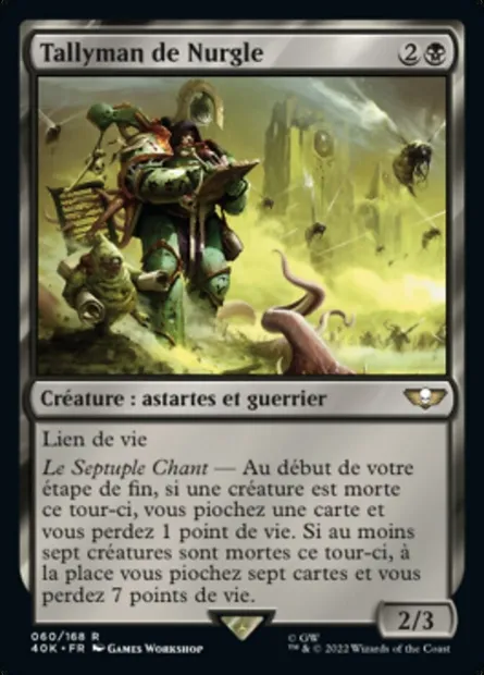 Tallyman de Nurgle, carte Magic 40K 60 — extension Warhammer 40,000 Commander