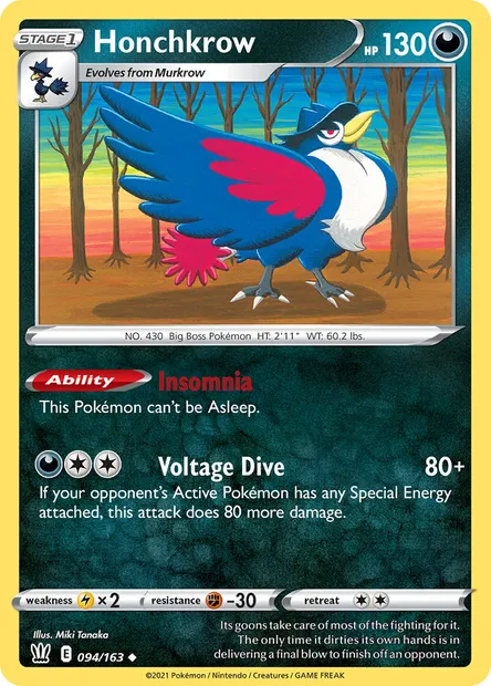 Honchkrow, Pokémon card BST 94 — Battle Styles set