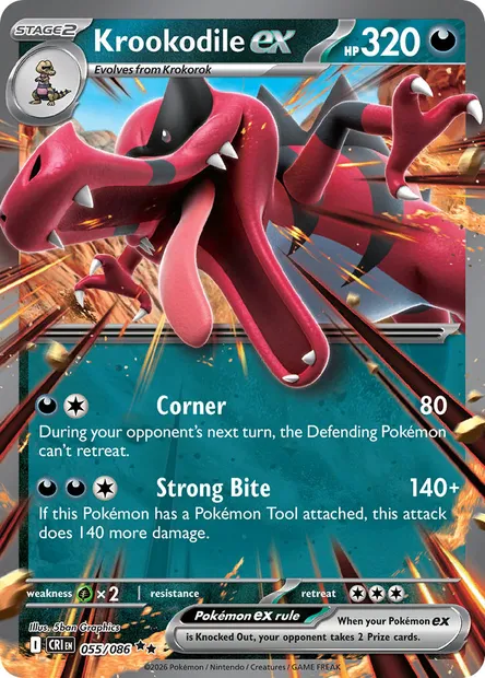 Krookodile ex, Pokémon card CRI 055 — Chaos Rising set