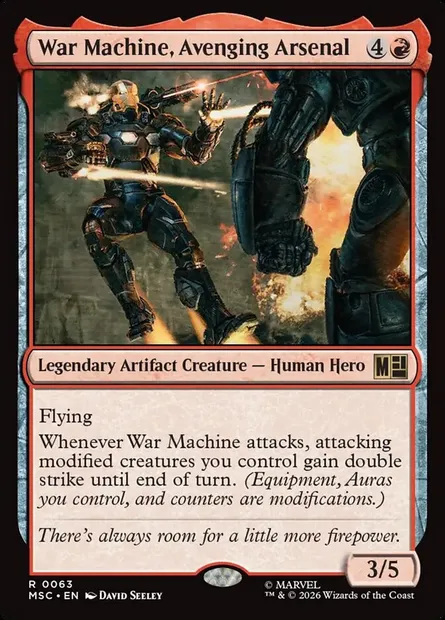 War Machine, Avenging Arsenal, Magic card MSC 63 — Marvel Super Heroes Commander set