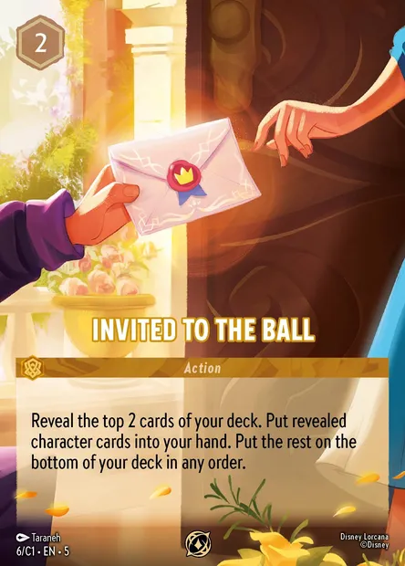 Invitation au bal, carte Disney Lorcana C1-006 — extension Lorcana Challenge 2024