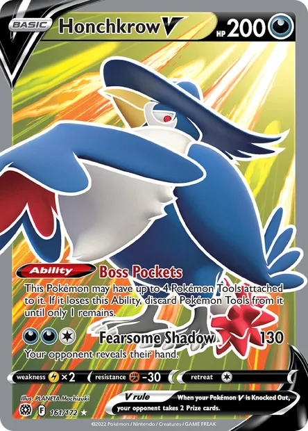 Honchkrow V, Pokémon card BRS 161 — Brilliant Stars set
